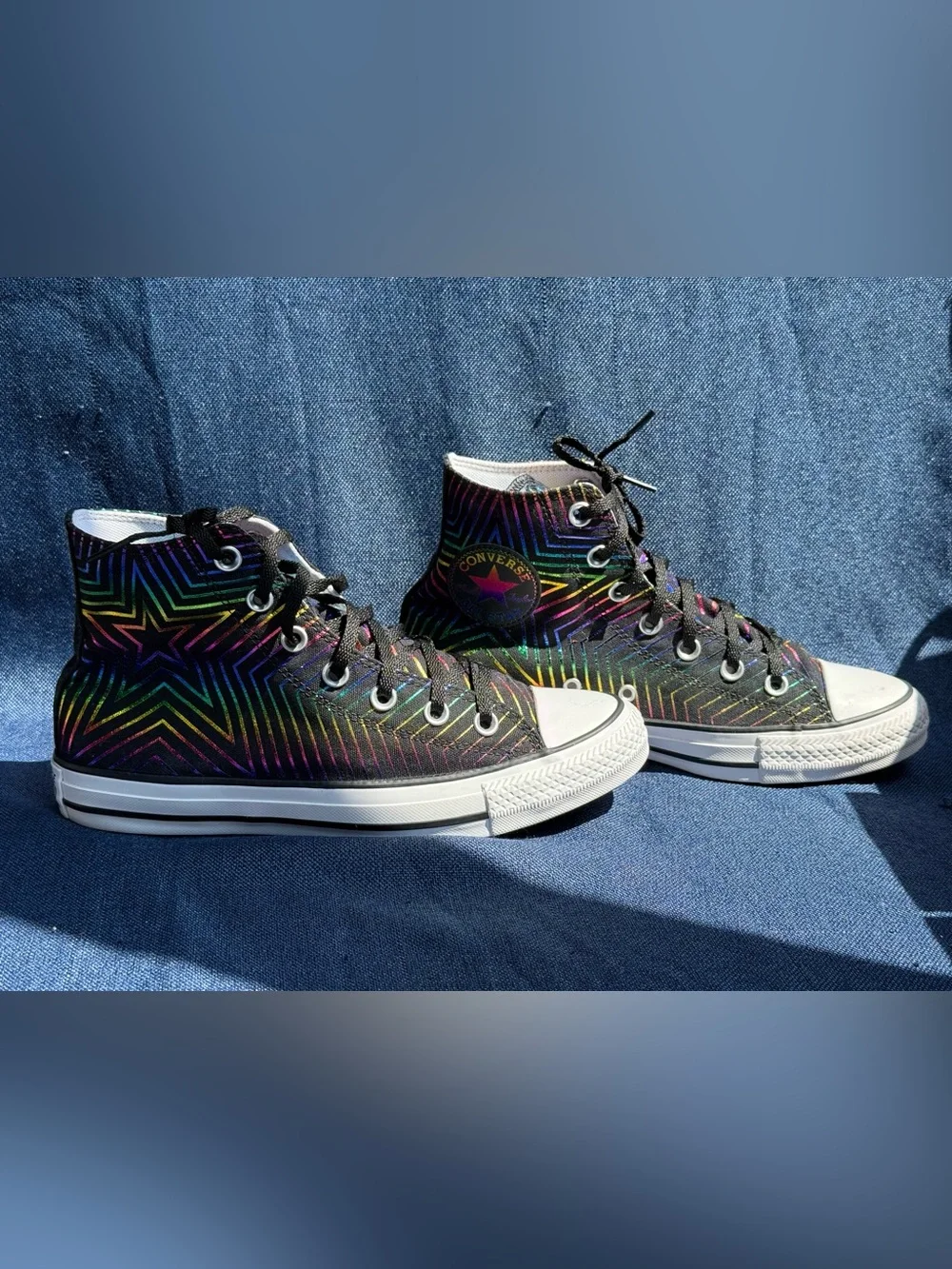 Converse Chuck Taylor All Star Rainbow Foil Chevron High Tops Women's Size 8 NWO